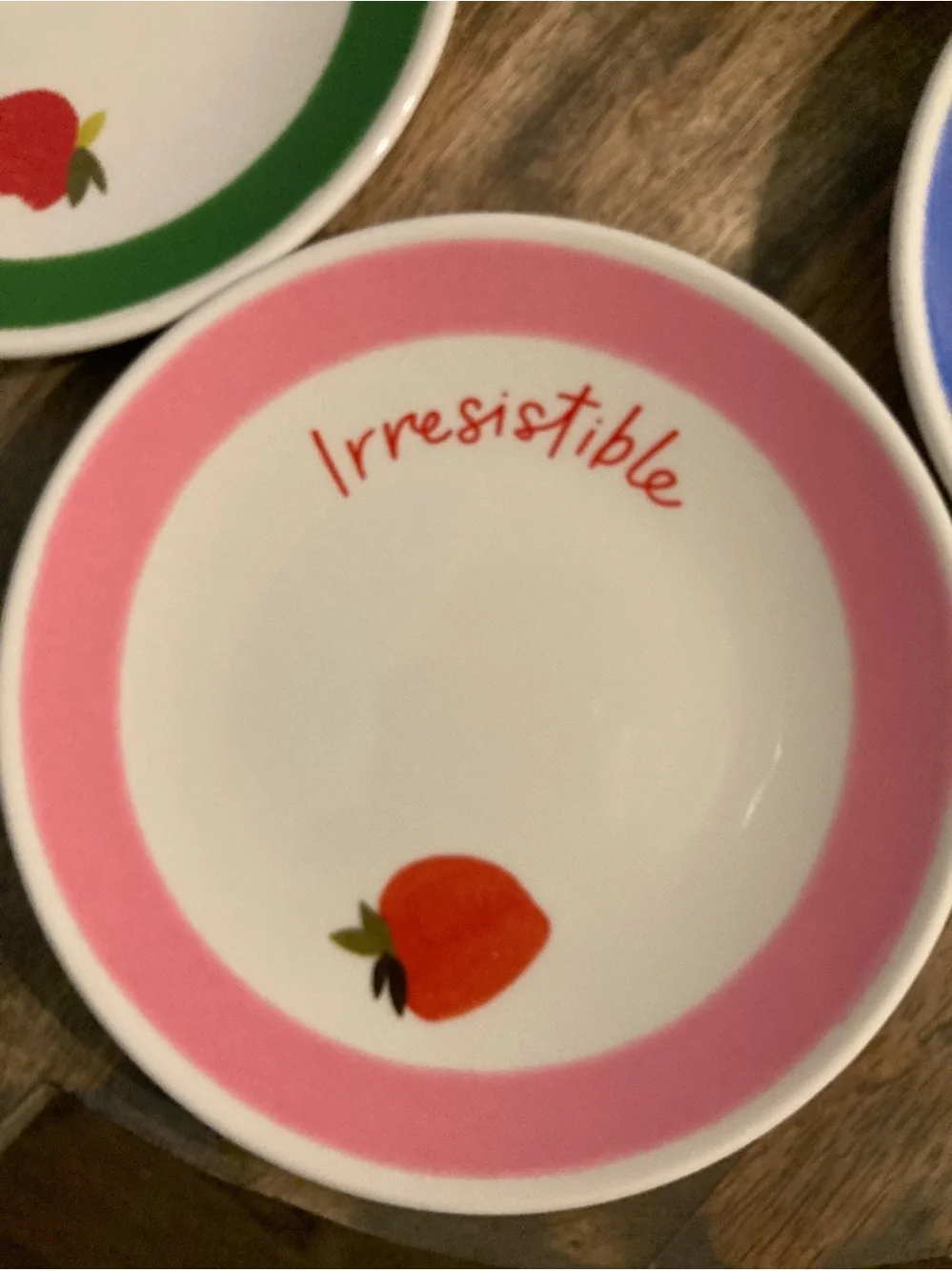 NIB Set of 4 Kate Spade TidBit Plates Melamine Green Pink Red Blue